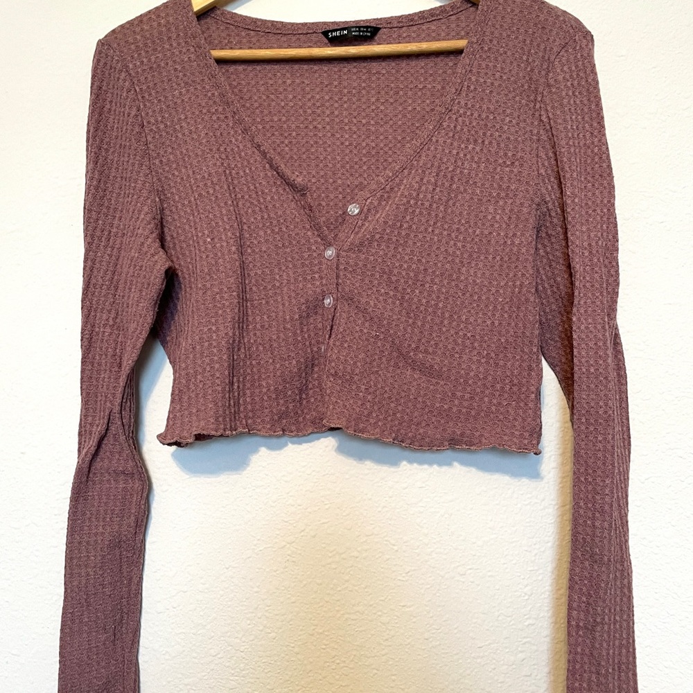 SHEIN Cropped Knit Button Top Size Womens XL